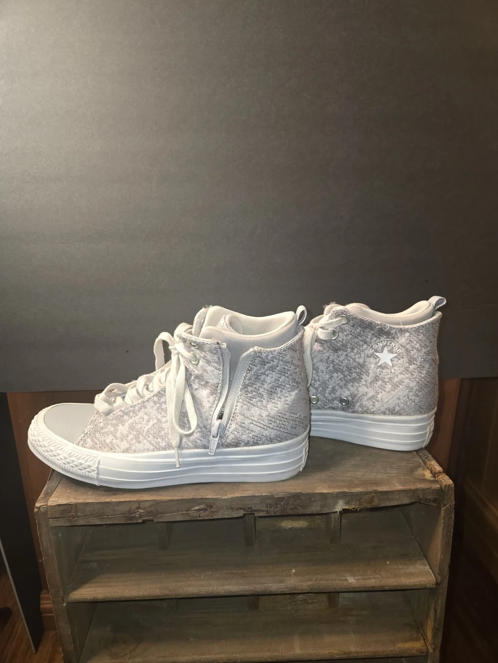 Women’s Converse High-Top Casual Sneakers in Light Gray - Picture 3 of 6